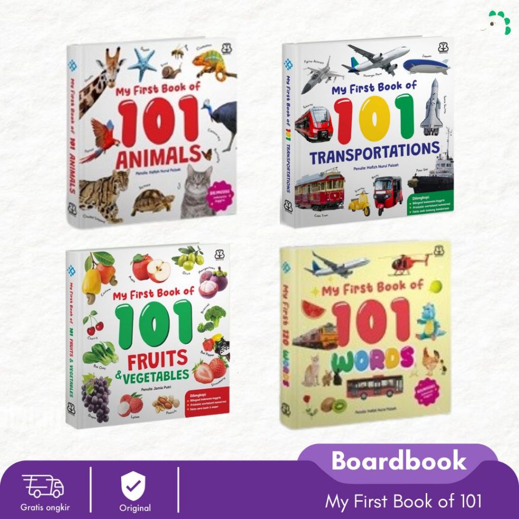 BOARDBOOK My First Book of 101 Fruits & Vegetables/ Animals/ Transport/ Buku Pertama Anak (Bentang)
