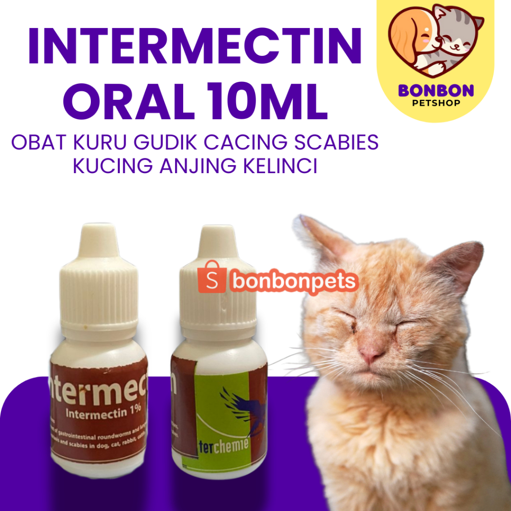Intermectin Oral 10 Ml Obat Kutu Gatal Gudik Cacing Scabies Kucing Anjing Kelinci