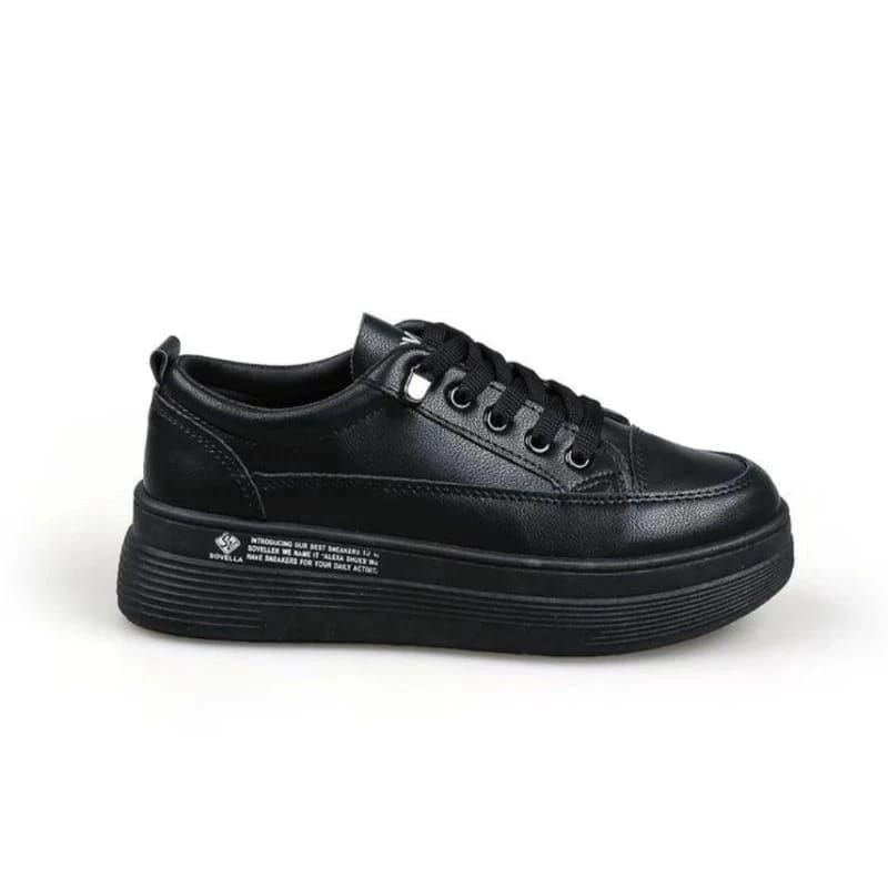 sepatu sekolah SMP SMA hitam putih wanita sepatu sneakers korean style sepatu wanita full  hitam put