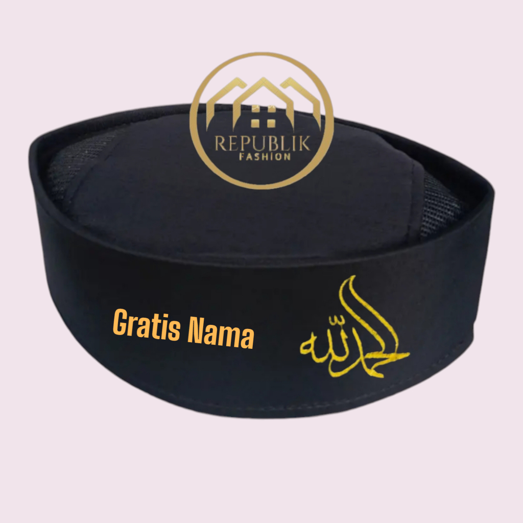 songkok logo bordir/ songkok bordir Alhamdulillah / peci logo bordir/ peci bordir free bordir nama a