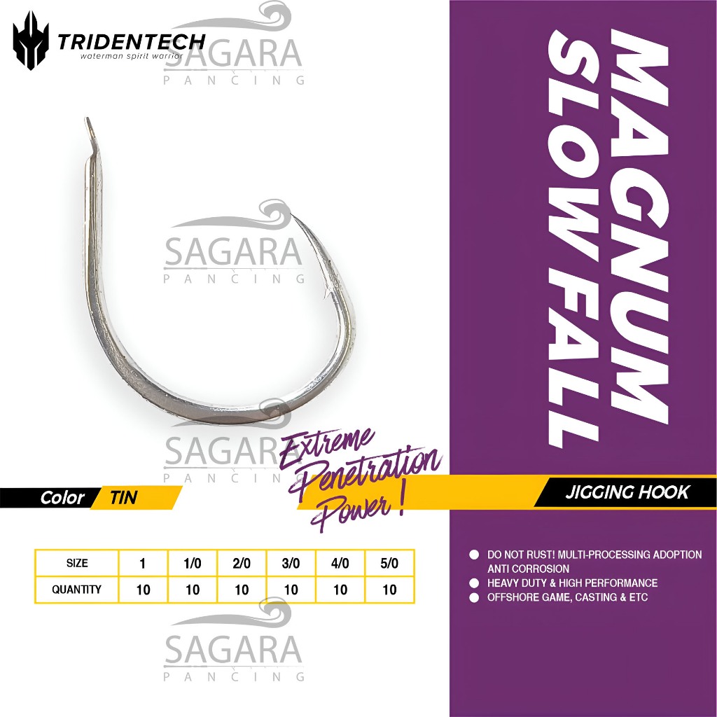 Hook Tridentech Magnum Slowfall Hook Slow Jigging Kail Jigging Hook