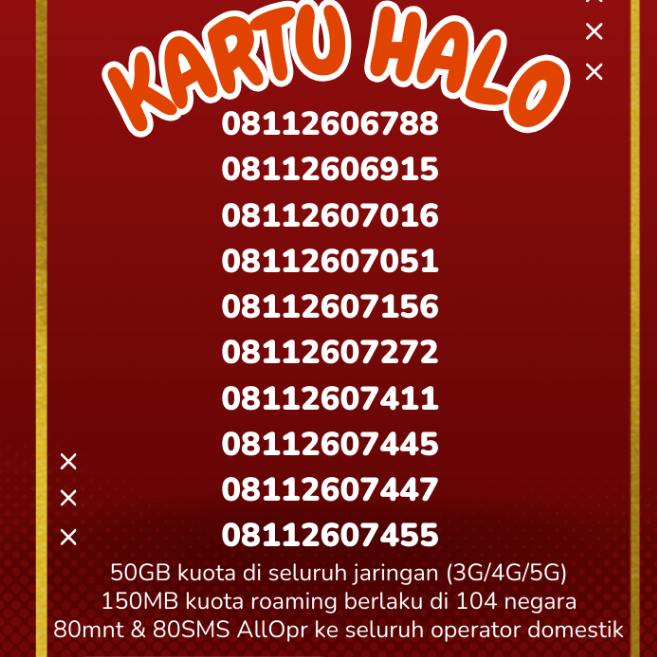 Kuota 50GB  Telkomsel kartu halo 11 digit nomor 13