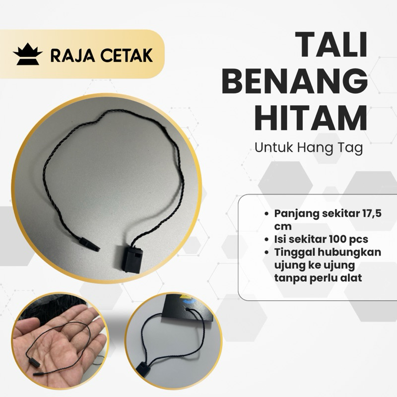 

[100 Pcs] Tali Benang Hitam Pengikat Hangtag