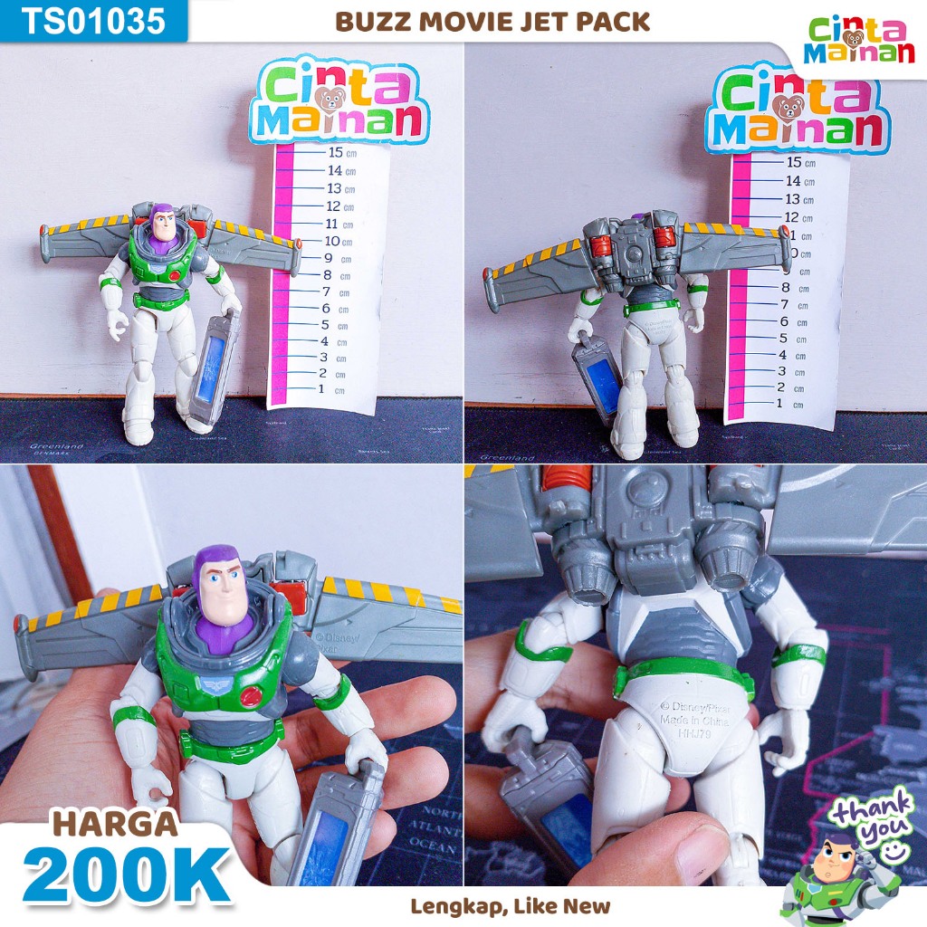 TS01035 - Buzz Movie Jet Pack Toy Story Figure, Lengkap dan Like New, Cocok untuk Koleksi