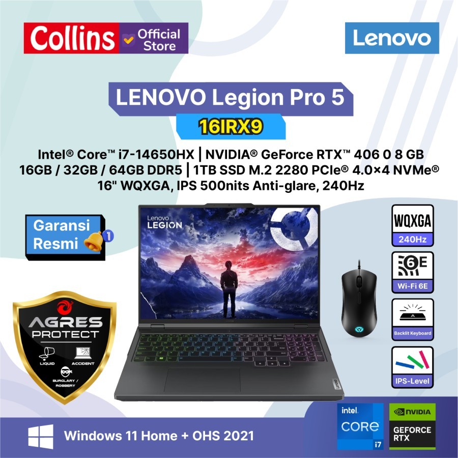 LENOVO LEGION PRO 5 16 I7 GEN 14 RTX4060 16GB 1TB 16.0WQXGA 240HZ 100DCIP3 4ZRGB WIN 11 + OHS