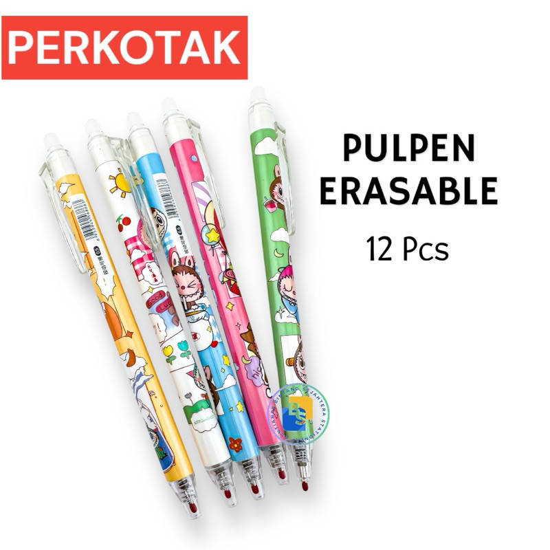 

12 Pcs - Pulpen Erasable Cetek Labubu, Sanrio, Spiderman | Pulpen Pen Bisa Dihapus