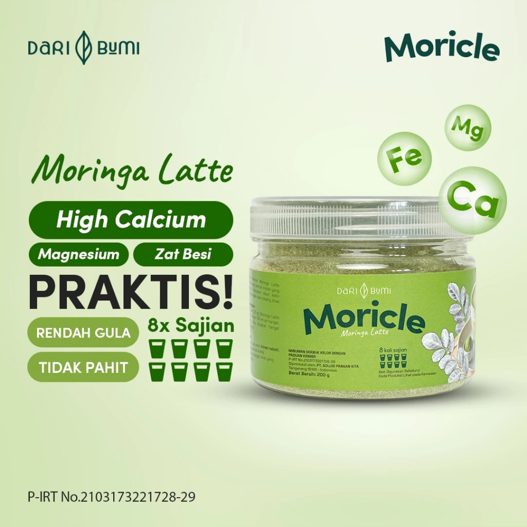 

Moricle Moringa Latte Minuman Bubuk Kelor Latte 200 Gram Dari Bumi