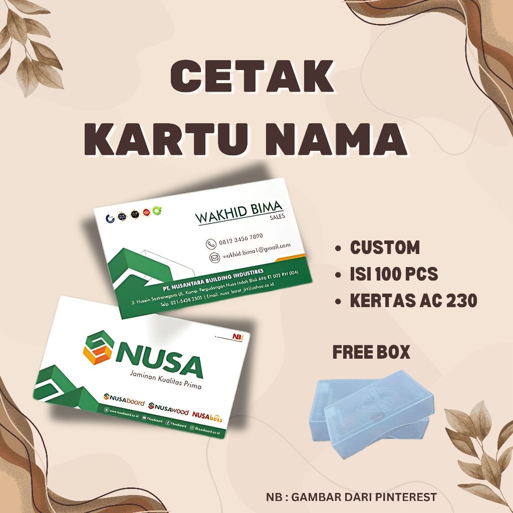 

PAKET KARTU NAMA STANDART 1 BOX 100 PCS