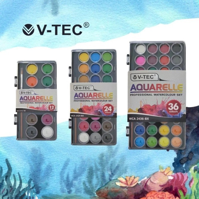 

V-TEC Cat Air Set / Watercolor / Aquarelle Set 12 24 36 Professional Watercolour Set - Set 24 Warna