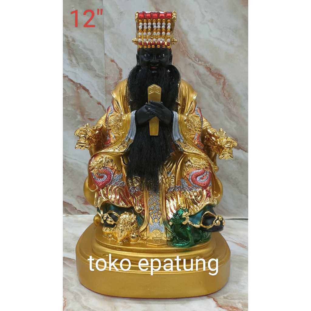 patung dewa Giam lo Ong / raja neraka - fiber- 12 inch - emas - 24