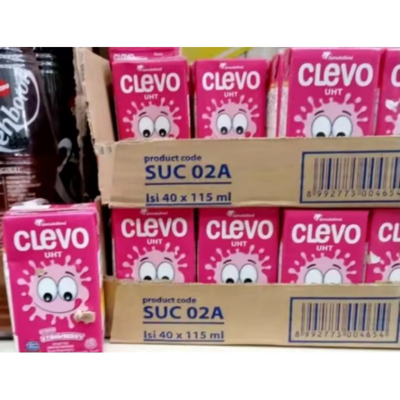 

Harga grosir !! Susu Clevo Rasa Coklat dan Stroberi Kemasan 1 Dus isi 40 pcs