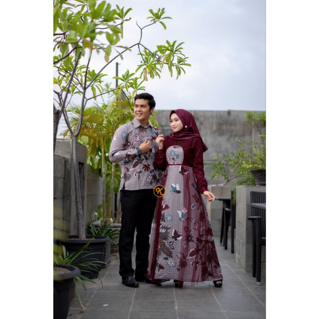 Couple gamis dan batik pasangan muslim kekinian couple tiara batik karyaku ada ld jumbo