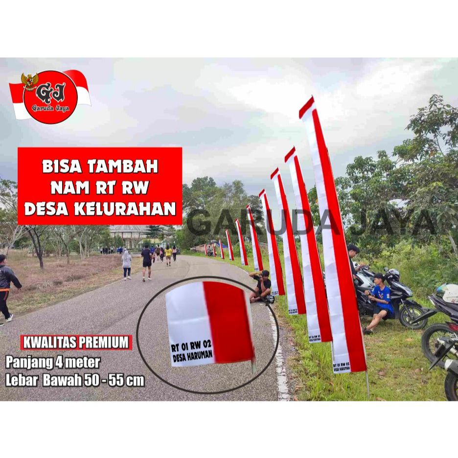 umbul umbul merah putih custom tulisan umbul umbul panjang  4 meter