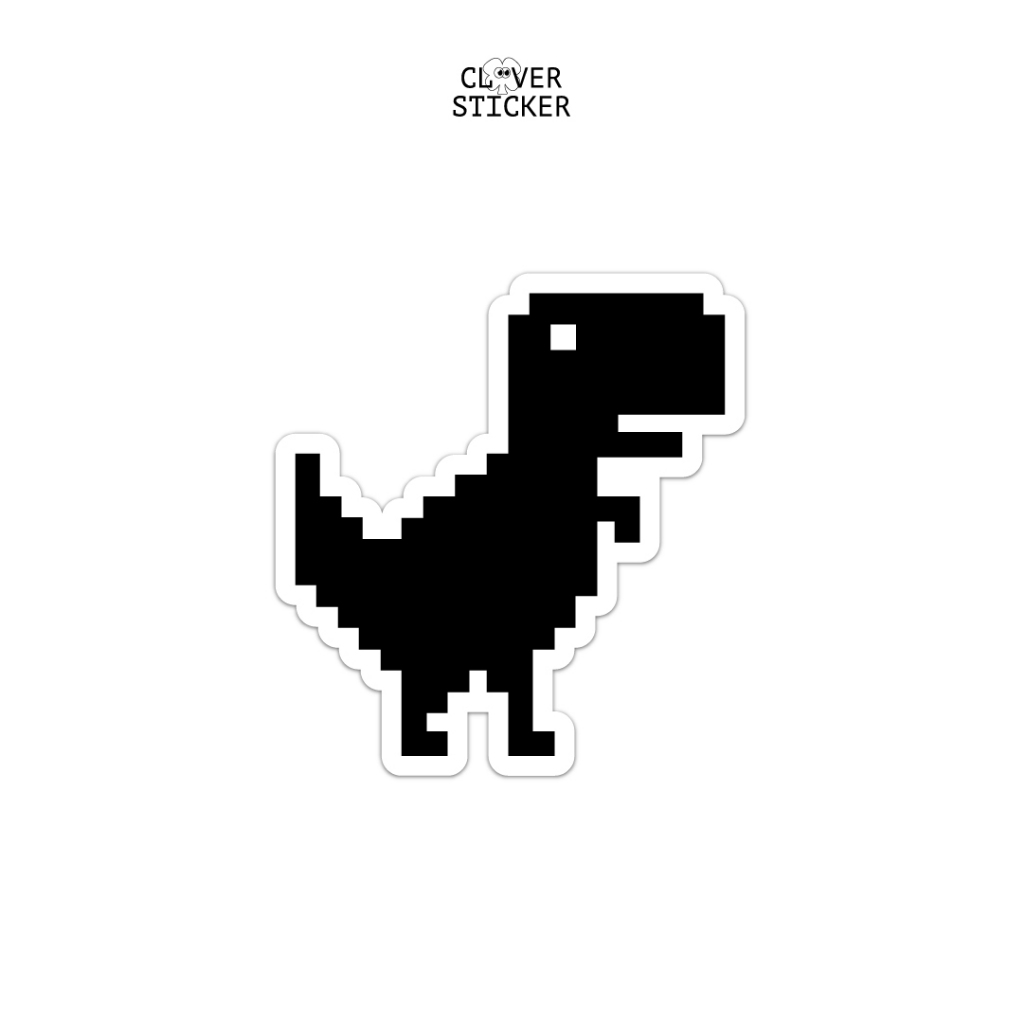 Vinyl Sticker Dino Chrome - Stiker Dinosaurus Google Chrome Aesthetic Helm, Aksesoris HP, Laptop, Tu