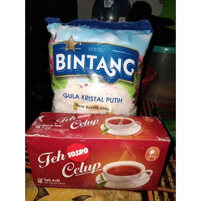 

Paket gula dan teh celup