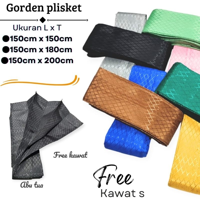 Gorden jendela lebar 150cm & 200cm/tirai jendela kamar panjang tirai pintu model plisket cantolan