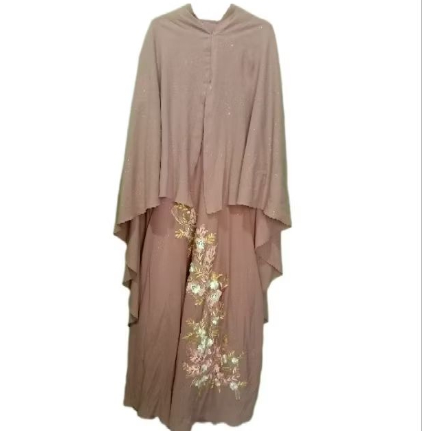 Gamis Bordir set Hijab | Dress | Gamis Pesta Dusty Pink  (PRELOVED)