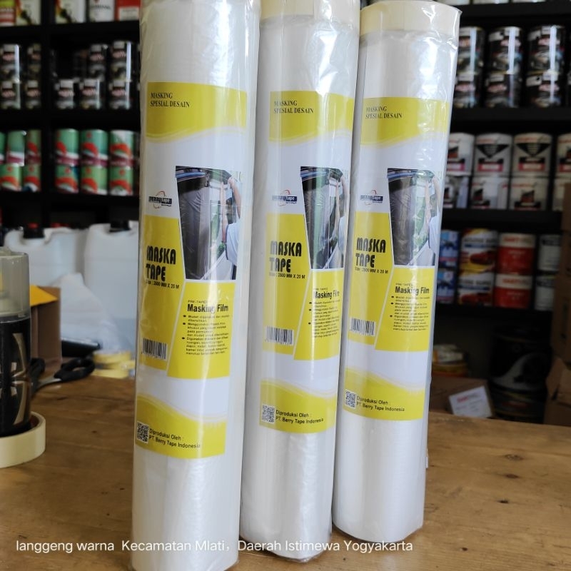 

Isolasi Maska Plastik Cover Masking Tape 2.5mtr 250cm 2500mm Pengganti koran bekas