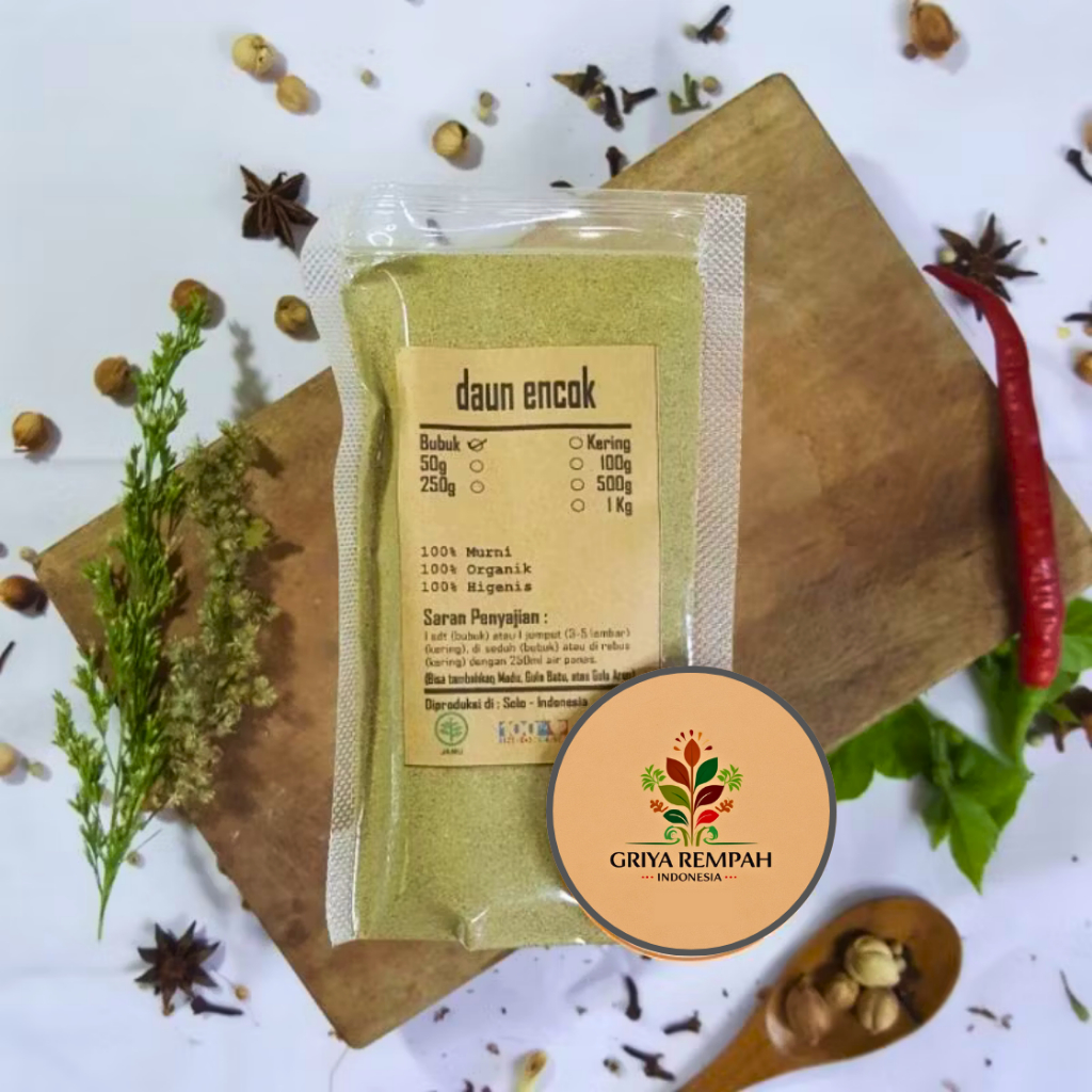 

DAUN ENCOK BUBUK 50 GRAM – Ceraka Putih Ramuan Rempah Herbal Kering Alami untuk Mengatasi Nyeri dan Peradangan Jamu Tradisional Simplisia Plumbago zeylanica