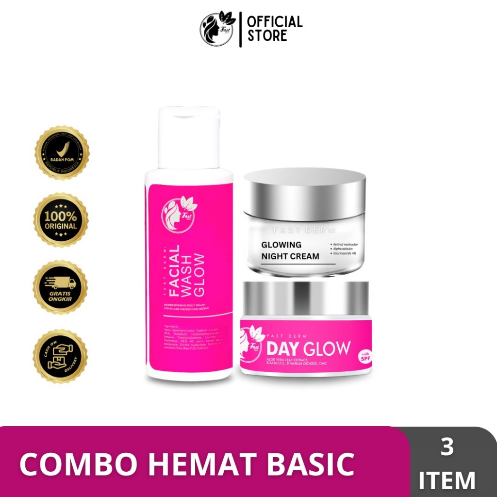Fast Derm Combo Hemat Glowing Express Basic Isi 3 (NEW)