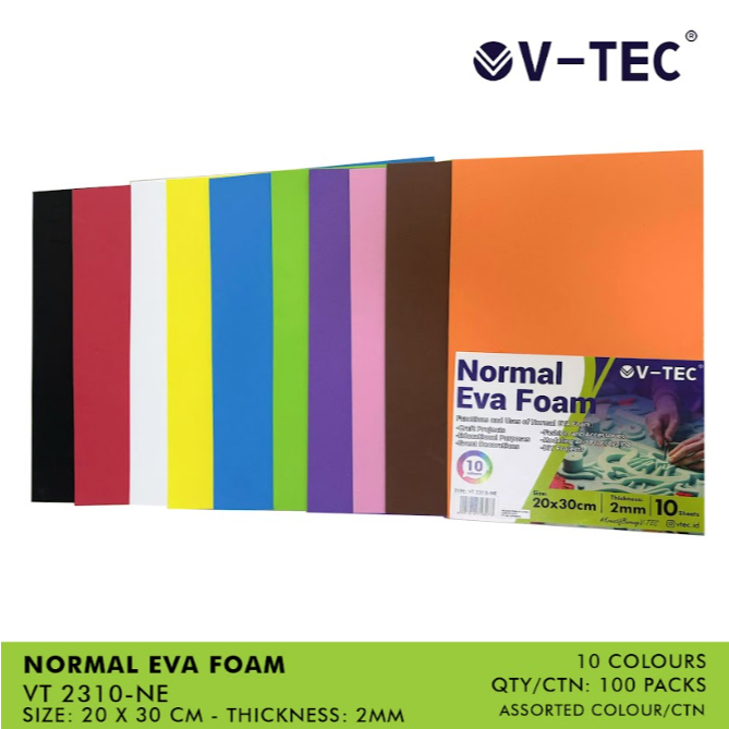 

V Tec Eva Foam Tebal 2 mm Ukuran 20 X 30 CM Warna Glitter Iridescent Art Spons Busa Lembaran Kerajinan Tangan