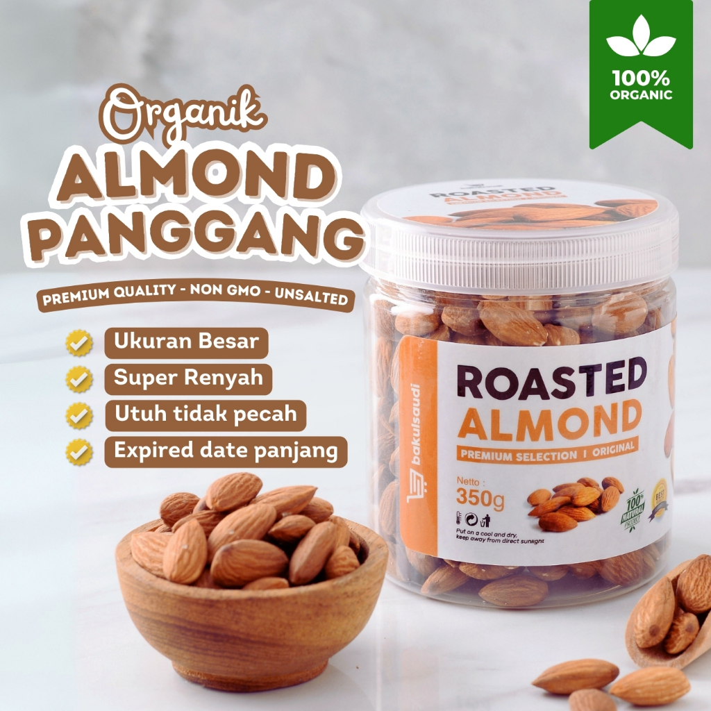 

Roasted Almond Kacang Almond Panggang Kupas Premium Organik Original Natural