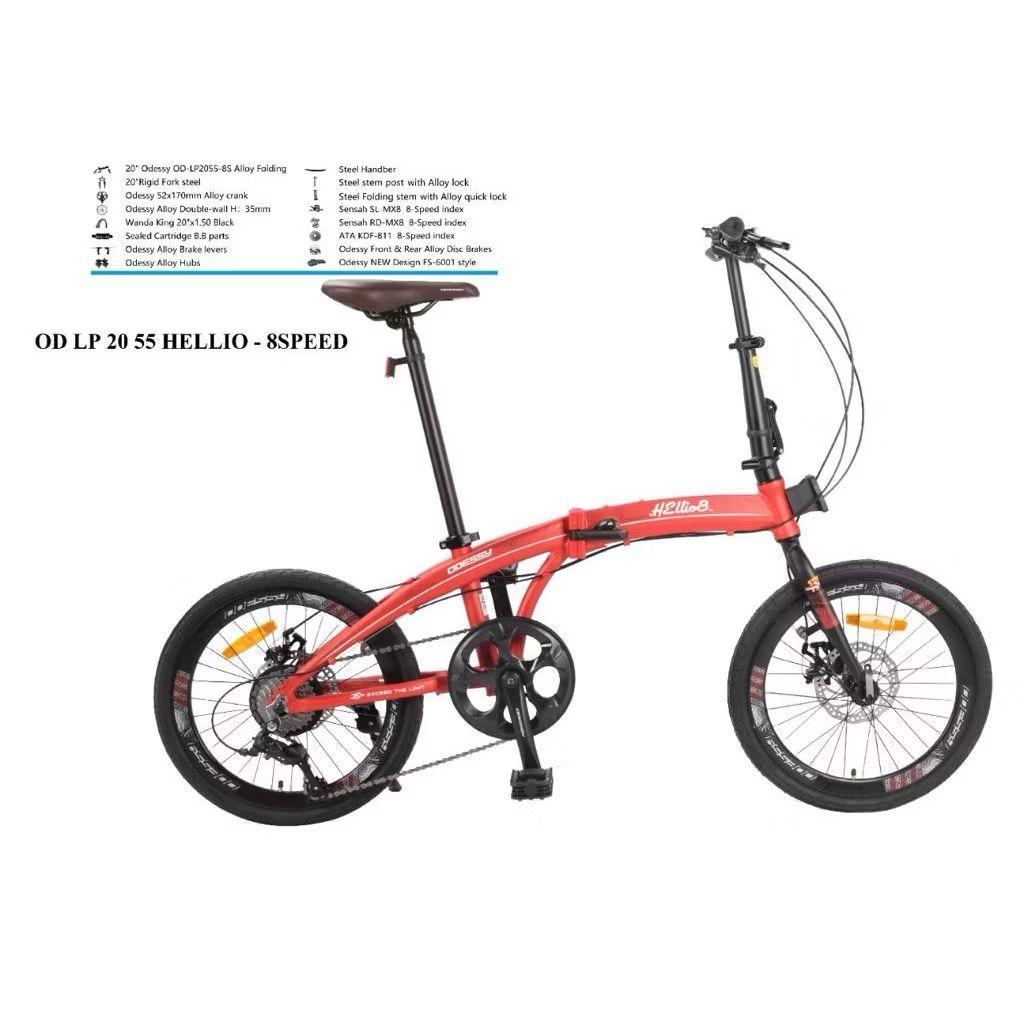 Sepeda Lipat Odessy Hellio 8 Speed & 9 speed Frame Alloy Rem Cakram,sepeda murah