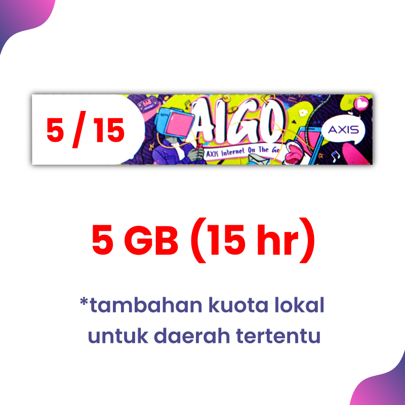 Voucher AXIS 5 GB (15 hari) Kuota Sesuai Daerah