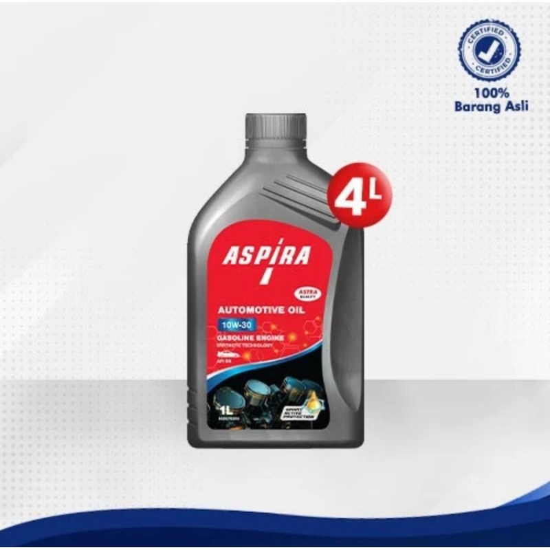 Paket Oli Shell Aspira 10W-30 ( 1L x 4) untuk mobil
