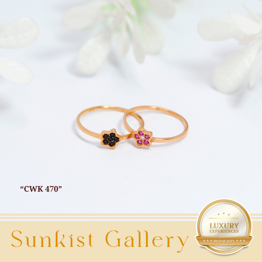 CINCIN WANITA EMAS ASLI MODEL BUNGA MINIMALIS CANTIK ELEGANT BERAT SETENGAH GRAM EMAS MUDA KADAR 6K 