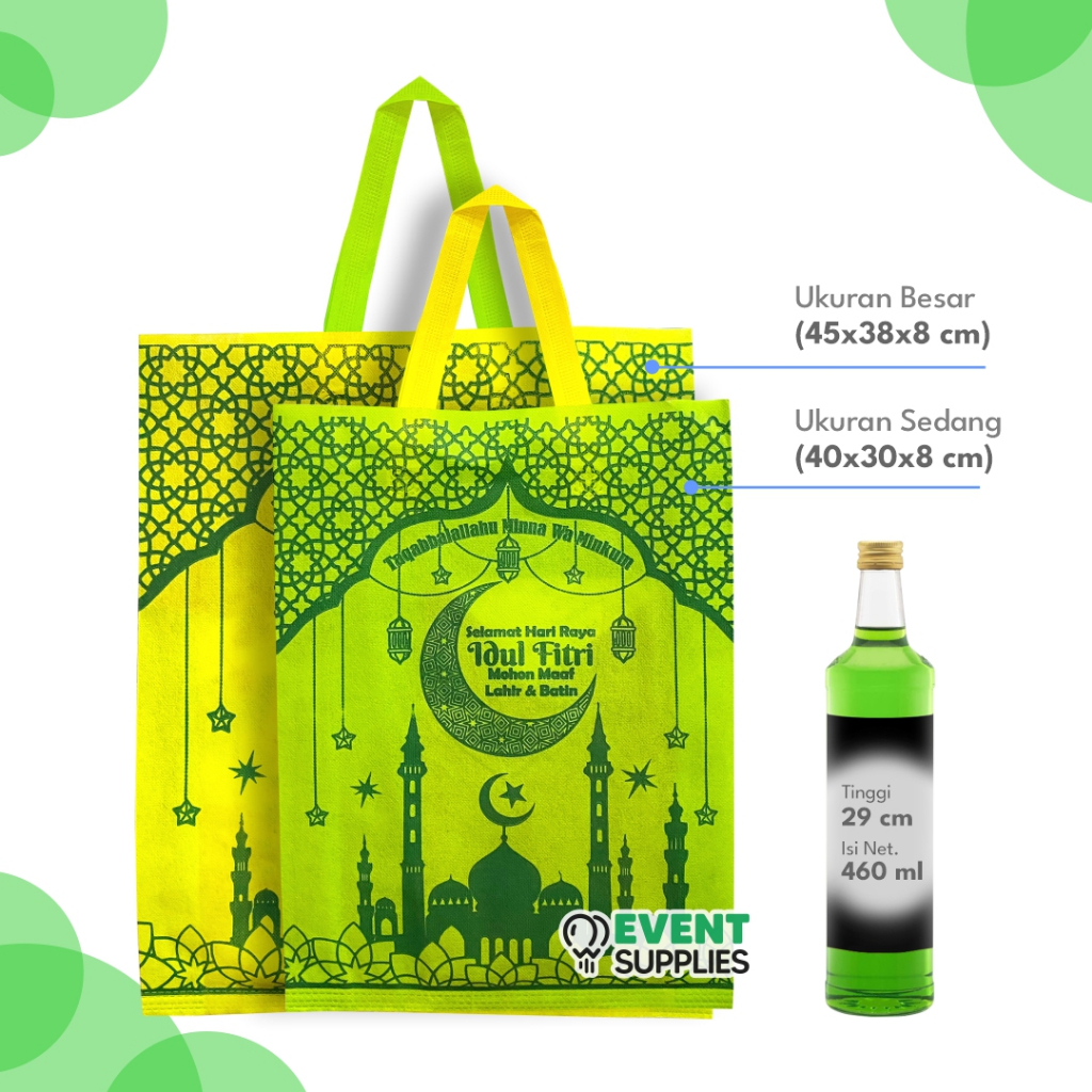 

Tas Idul Fitri Spunbond - Tas Parcel Lebaran - Totebag Parsel THR Lebaran Idul Fitri PAPERBAG DESIGN LEBARAN full printing, edisi toples kuker.. muat sampe 3 toples 500 gr