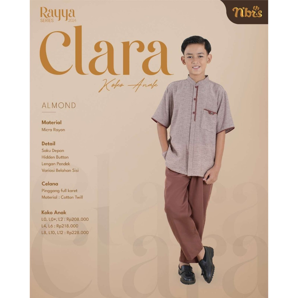 NIBRAS KOKO ANAK PROMO CLARA ALMOND/CUCI GUDANG SETELAN ANAK LENGAN PENDEK