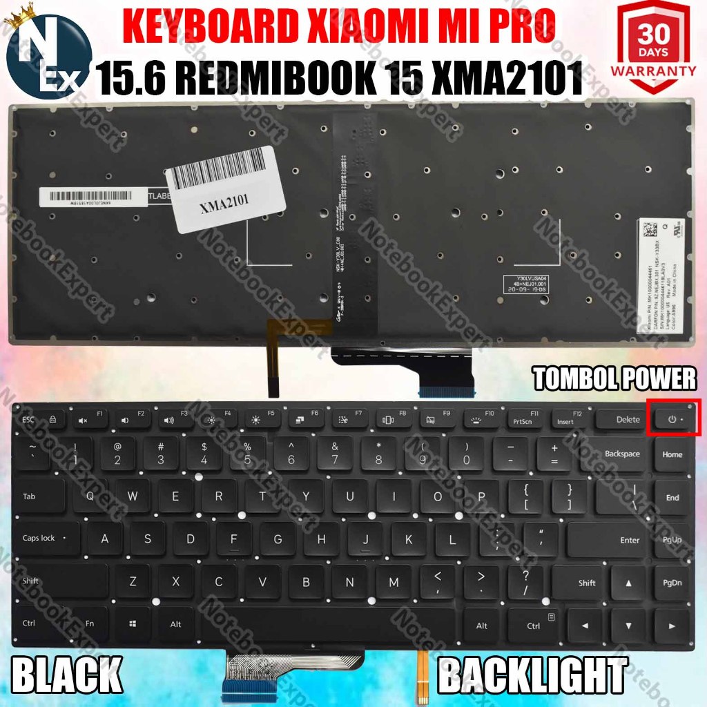 KEYBOARD XIAOMI MI PRO 15.6 REDMIBOOK 15 XMA2101 BLACK - BACKLIGHT