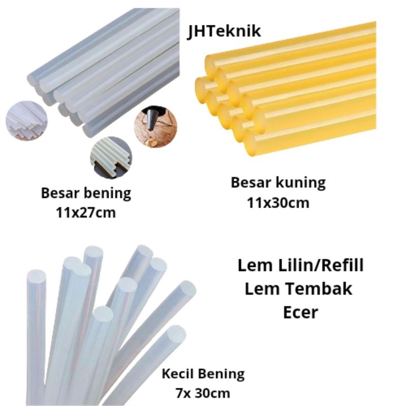 

JHTeknik Lem Lilin Besar Bening,Besar Kuning,Kecil Bening Ecer/Refill Lem Tembak/Gkue Stick Besar Bening,Besar Kuning ,Kecil Bening