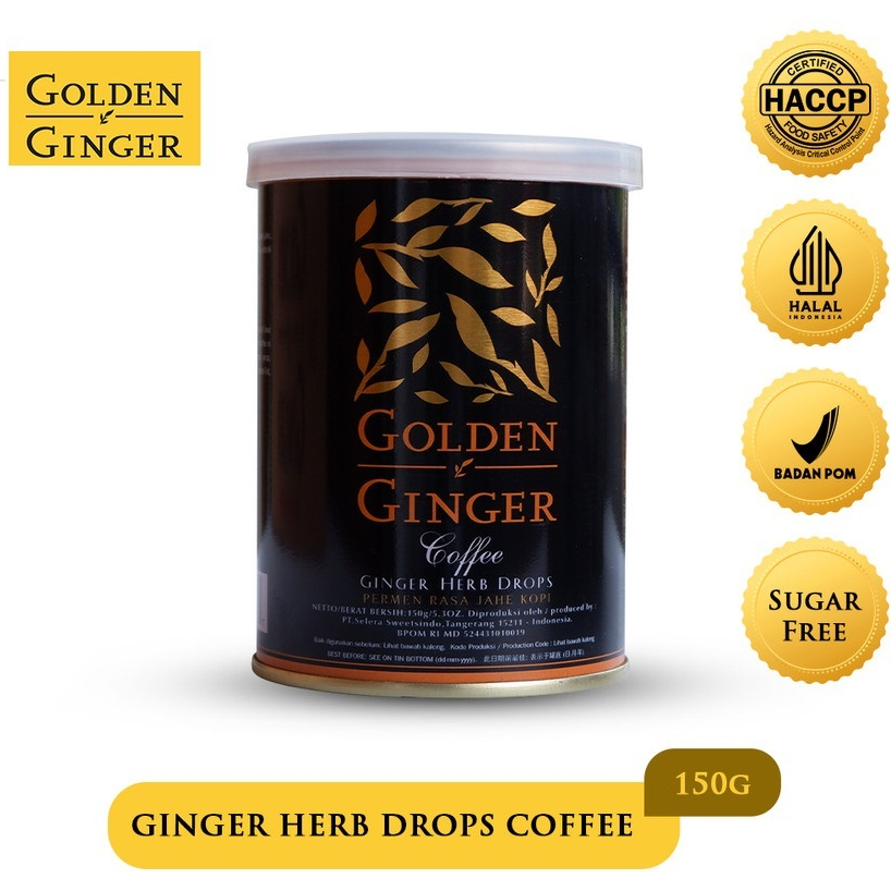 

PERMEN GOLDEN GINGER COFFEE GINGER HERB DROPS 150 GR / GOLDEN GINGER COFFEE 150 GR