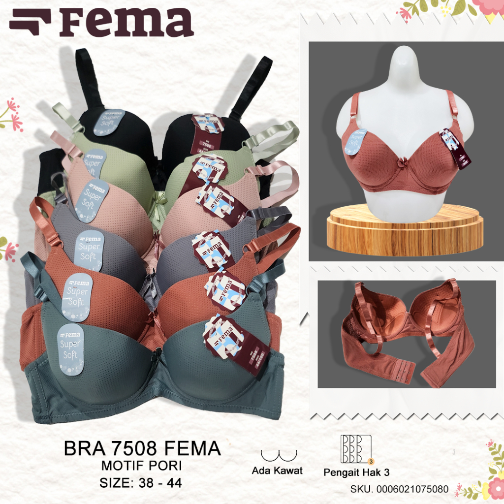 FEMA Official Shop Ecer 1 pcs Bh Bra 7508 Pori Kawat Cup C