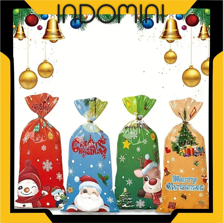 INDOMINI Plastik Serut / Plastik Bingkisan / Goodie Bag / Bunny Bag Natal Christmas R1197