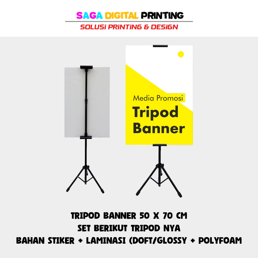 

SAGADigital Print Tripod Banner 50x70 cm Custom Standing Display