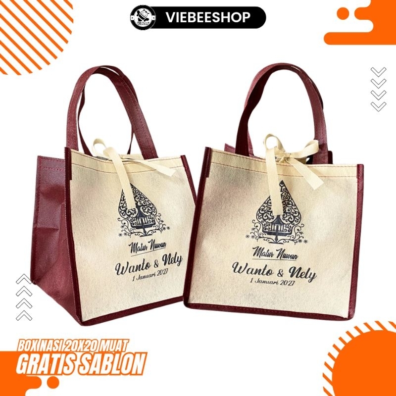 

TAS KOTAK NASI HAJATAN PERNIKAHAN ULTAH KHITAN MURAH SPUNBOUND KSP 20X20X20
