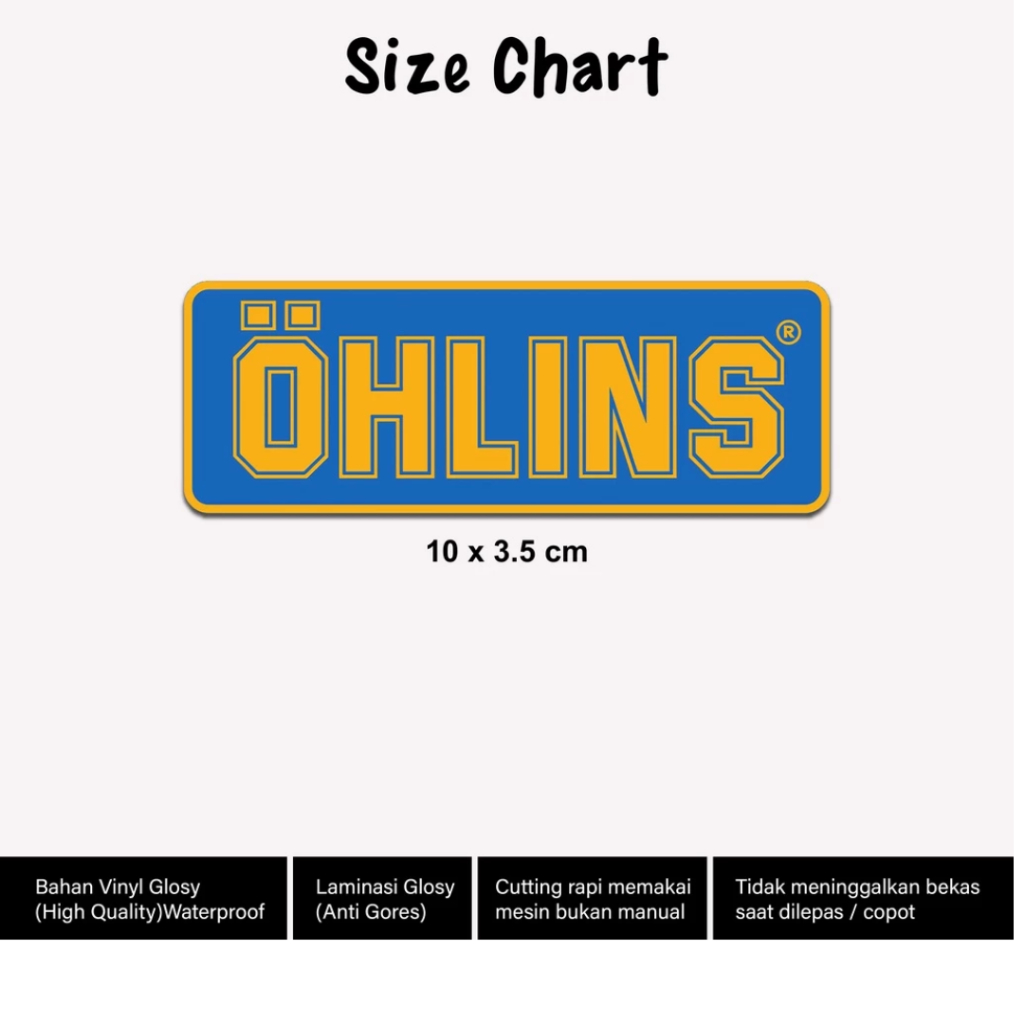 

Stiker Ohlins Skok Laminasi Glossy 10cm Sticker Shock Breaker Ohlins 1pcs