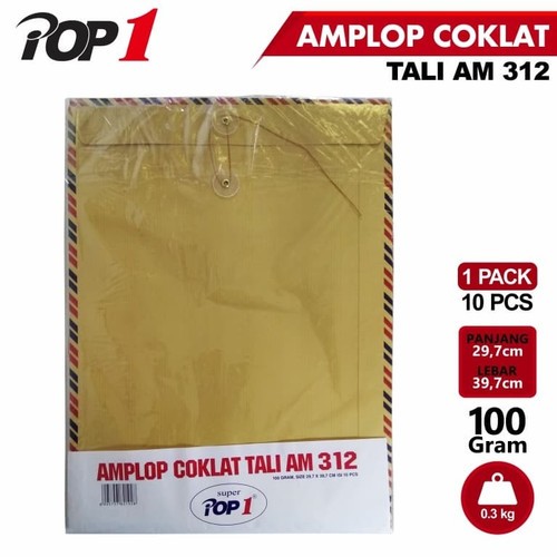 

AMPLOP KRAFT AM+TALI @10 POP 1 - 312 / AMPLOP COKLAT