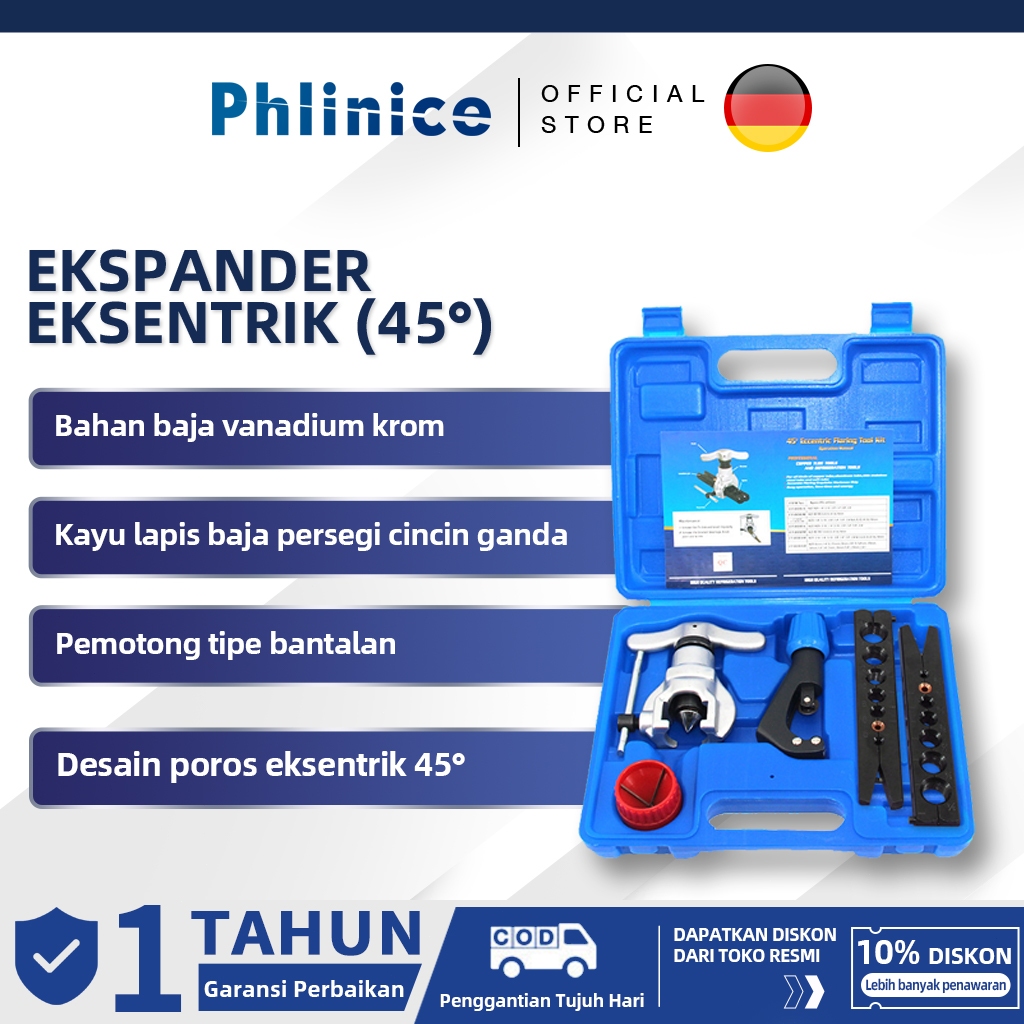 Phlinice Eksentrik Pipa Expander AC Tembaga dan Aluminium Pipa Expander Metrik dan Imperial Set