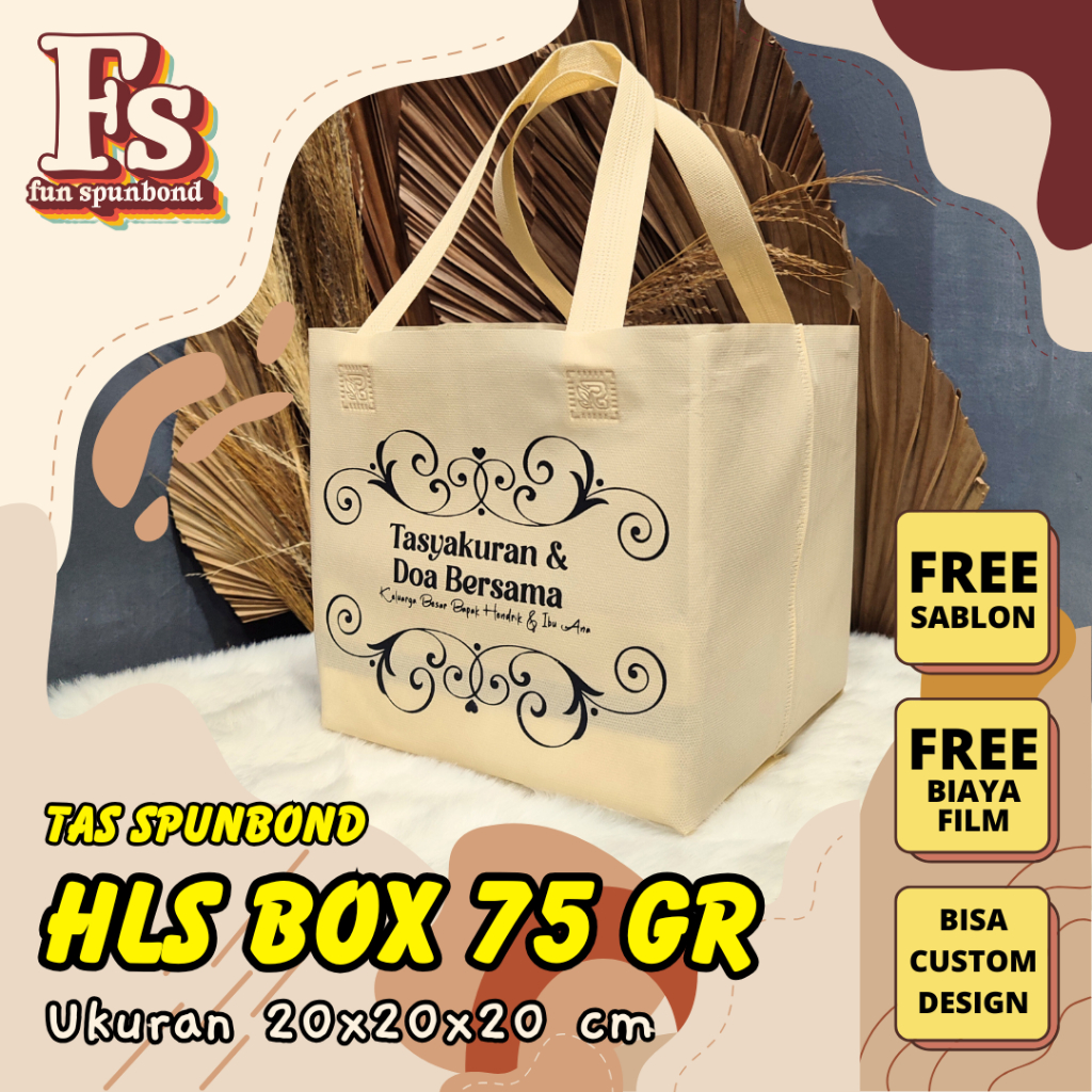 

[ FREE SABLON ] Tas Spunbond Box Handle Lipat Samping Tas Kotak Makanan Goodie Bag 75 Grm Ukuran 20x20x20 cm Spunbondpro bag store