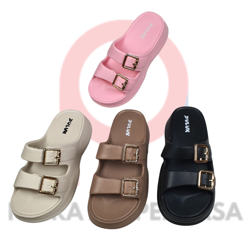 Sandal Empuk Anak hak tinggi Fuji sandal karet wanita sandal wedges Gold Plate Gesper DULUX 671C