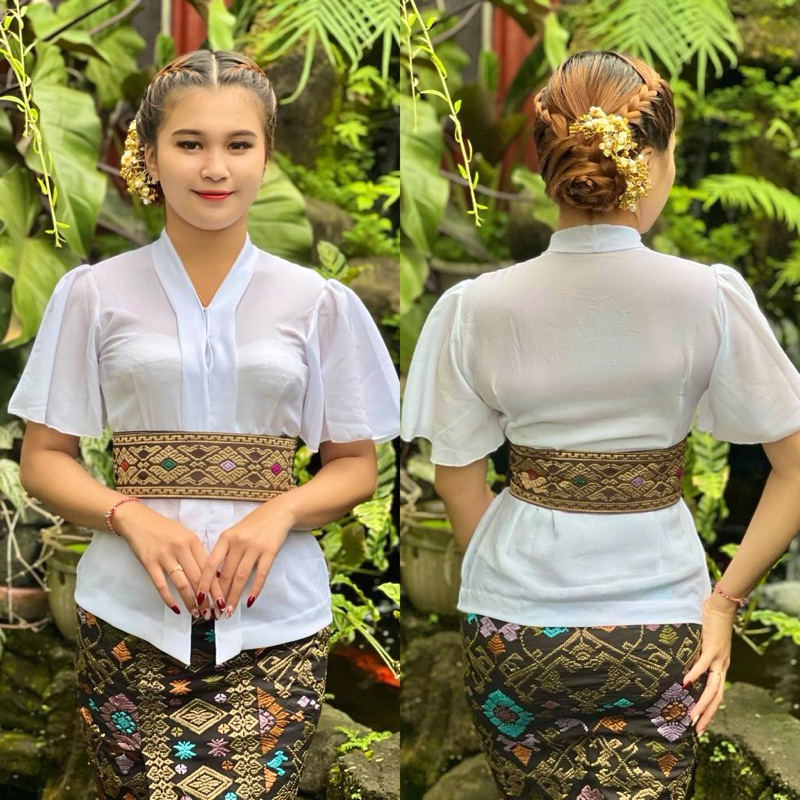 KEBAYA KARTINI POLOS LENGAN RUMBAI KUPU - KEBAYA POLOS KARTINI MODERN