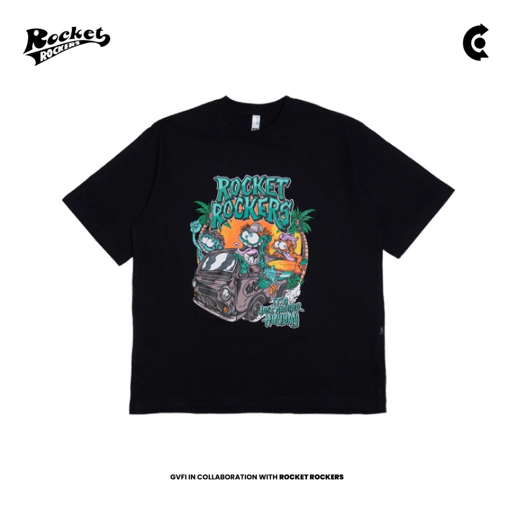[COD] GVFI X Rocket Rockers Another Holiday Black I Kaos Pria/Wanita I Premium Cotton 24s Kaos Pria 