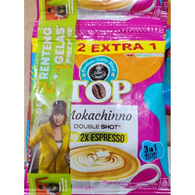 

kopi Top Mokachinno Double Shot 2x Espresso 3in1(Renceng)
