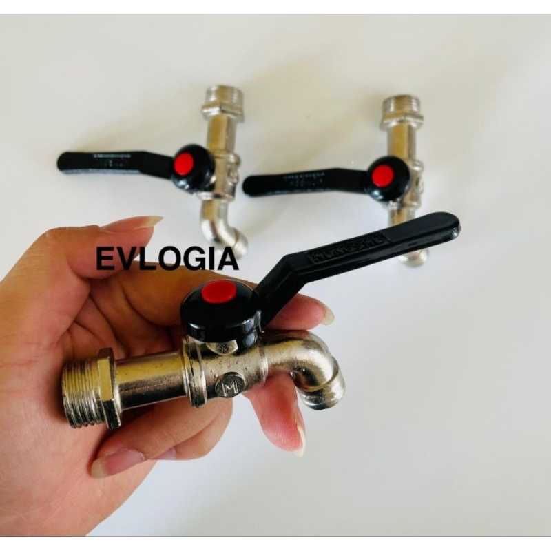 Kran Air Tembok Besi Gagang Besi Hitam 1/2" inch/Kran Air Bola Besi 1/2" inch