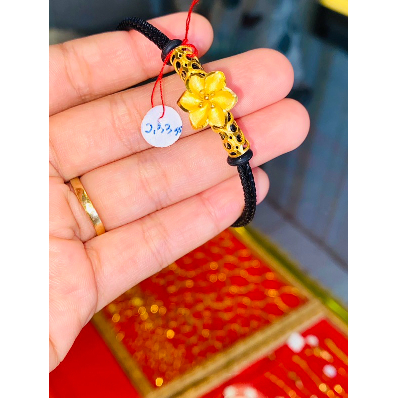 Gelang Emas Wanita Asli 16k(karat)/CAP 700 Pandora Bambu Bunga Free Crystal