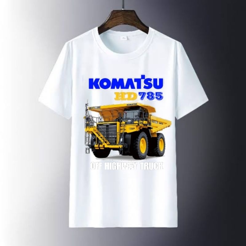 Baju kaos HD785 Komatsu Truk angkutan tambang/kaos sablon DTF pria wanita lengan pendek putih